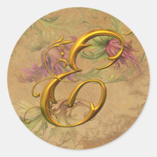 KRW Vintage Floral Gold E Monogram Wedding Seal