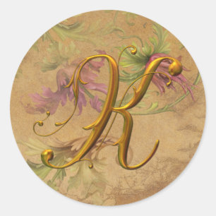 KRW Vintage Floral Gold K Monogram Wedding Seal