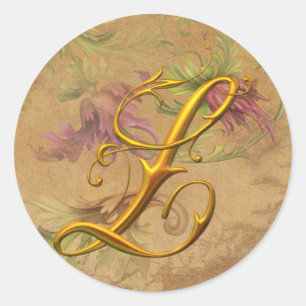 KRW Vintage Floral Gold L Monogram Wedding Seal