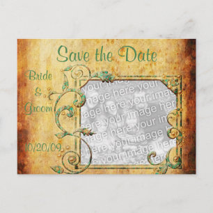 KRW Vintage Parchment Custom Photo Save the Date Announcement Postcard