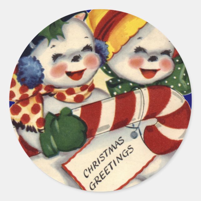 KRW Vintage Snowcouple Christmas Sticker (Front)