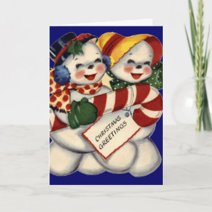 KRW Vintage Snowman Couple Card - Customised