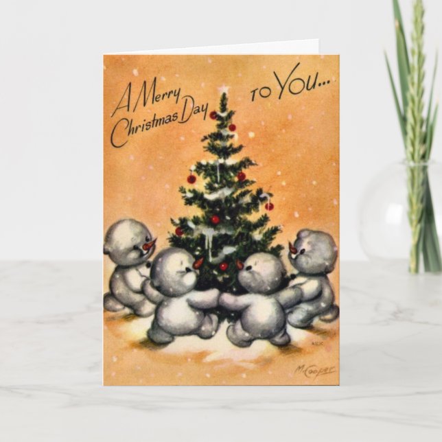 KRW Vintage Snowman Family Card - Customised (Front)