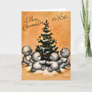 KRW Vintage Snowman Family Card - Customised
