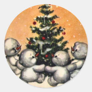 KRW Vintage Snowman Family Christmas Sticker