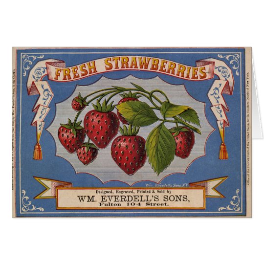 KRW Vintage Strawberries Crate Label Card