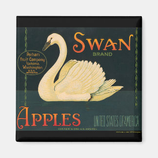 KRW Vintage Swan Apples Fruit Crate Label Magnet