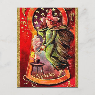 KRW Witches Brew Vintage Halloween Postcard