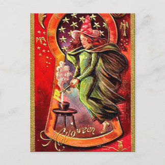 KRW Witches Brew Vintage Halloween Postcard