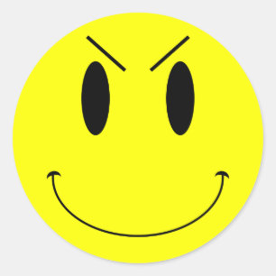 KRW Yellow Evil Face Classic Round Sticker