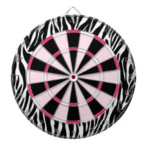 KRW Zebra Black and Pink Girly Dartboard