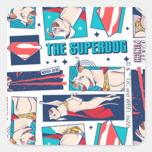 Krypto Comic Panel Pattern Square Sticker