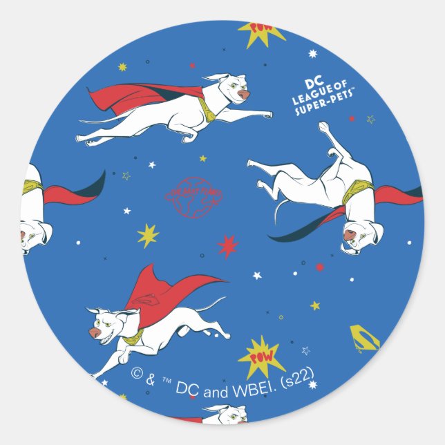 Krypto Flying Pattern Classic Round Sticker (Front)