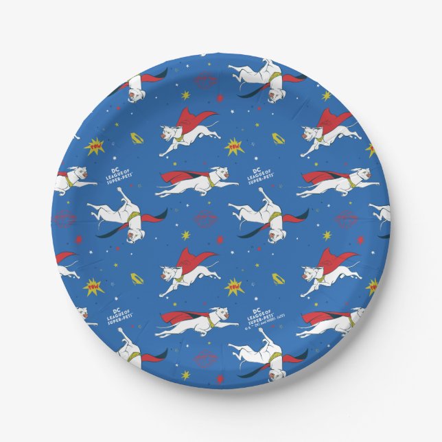 Krypto Flying Pattern Paper Plate (Front)
