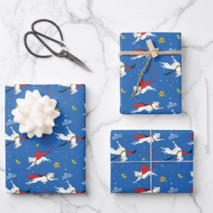 Krypto Flying Pattern Wrapping Paper Sheet
