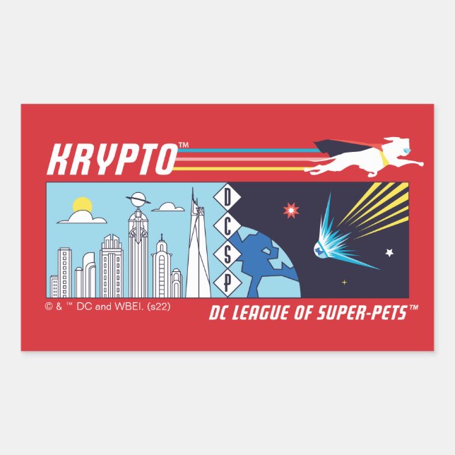 Krypto Outer-Space to Metropolis Rectangular Sticker (Front)