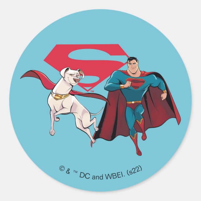 Krypto & Superman Classic Round Sticker (Front)