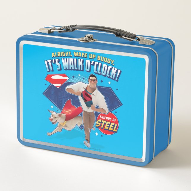 Krypto & Superman - It's Walk O'Clock! Metal Lunch Box (Front)