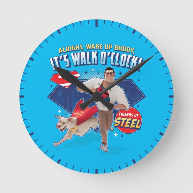 Krypto & Superman - It's Walk O'Clock! Round Clock (Front)