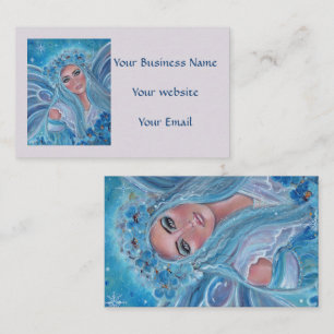Krysta Fairy floral blue business cards by Renee L