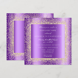 Krystal Champaigne Gold Glitter Confetti Purple2 Invitation
