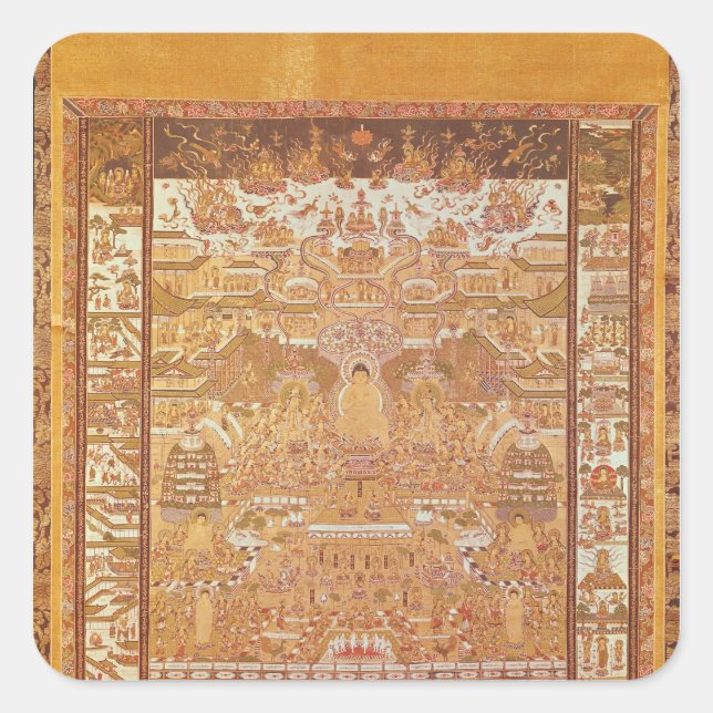 Kshitigarbha, Judge of Hell, from Dunhuang Square Sticker (Front)