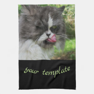 ktchen,holiday, home, text, ,funny cat tea towel