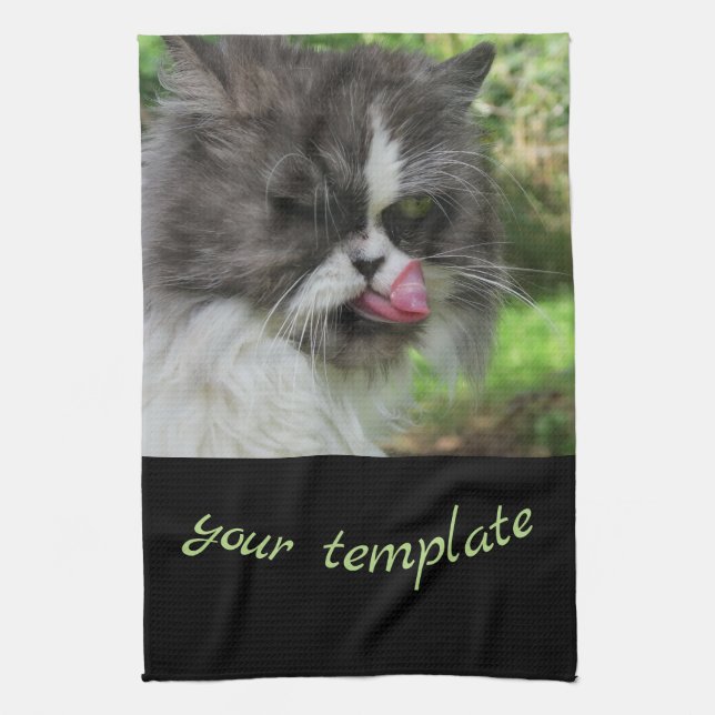 ktchen,holiday, home, text, ,funny cat tea towel (Vertical)
