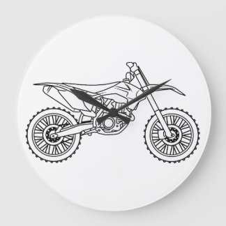 KTM Motocross line art Large Clock