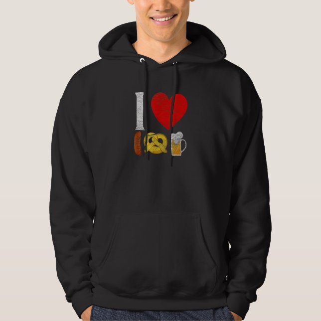 Ktoberfest Ich Love Beer Retro German Bavarian Fes Hoodie (Front)