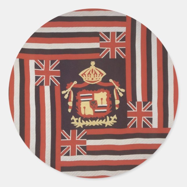 Kuʻu Hae Aloha (My Beloved Flag), Hawaiian cotton Classic Round Sticker (Front)