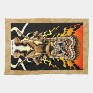 Ku, Hawaiian Tiki God Tea Towel