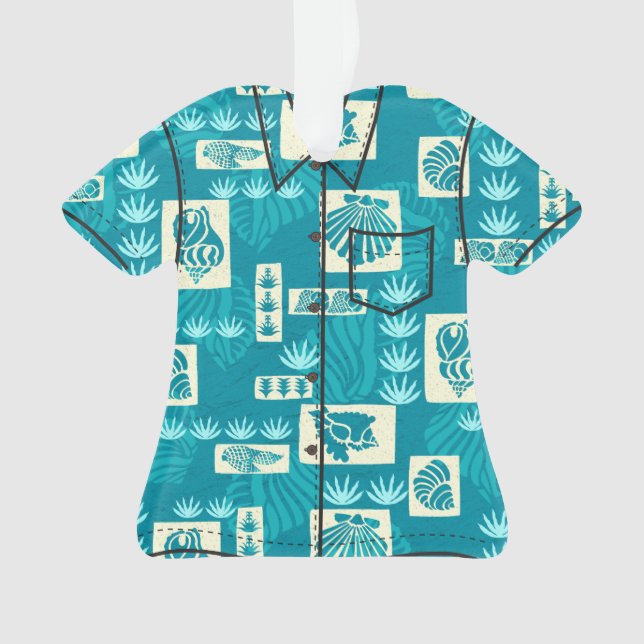 Kua Bay Hawaiian Undersea Shells Aloha Shirt Ornament (Front)