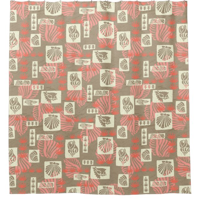 Kua Bay Hawaiian Undersea Shells Aloha Shirt Shower Curtain (Front)
