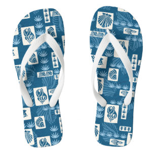 Kua Bay Hawaiian Undersea Shells - Indigo Flip Flops