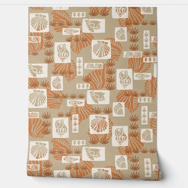 Kua Bay Hawaiian Undersea Shells - Khaki Wallpaper (Unrolling)