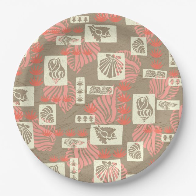 Kua Bay Hawaiian Undersea Shells Paper Plate (Front)
