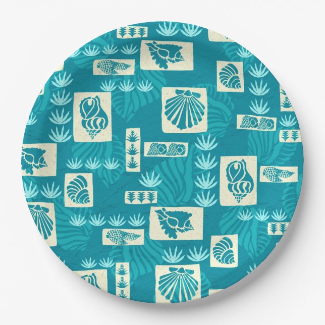 Kua Bay Hawaiian Undersea Shells Paper Plate (Front)