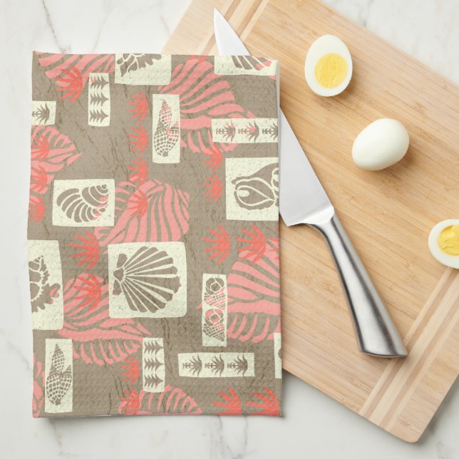 Kua Bay Hawaiian Undersea Shells Tea Towel (Quarter Fold)