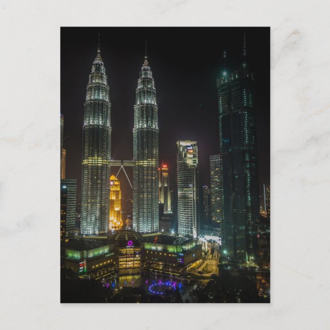 Kuala Lumpar Skyline At Night Postcard (Front)
