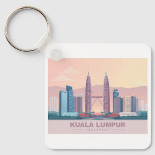 Kuala Lumpur Malaysia Pastel Travel Key Ring