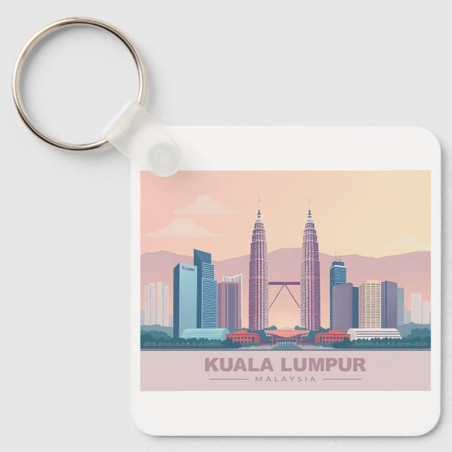 Kuala Lumpur Malaysia Pastel Travel Key Ring (Front)