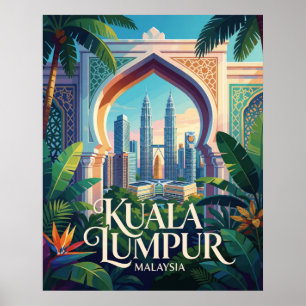 Kuala Lumpur Malaysia Petronas Towers Travel Poster