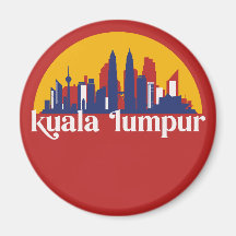 Kuala Lumpur Malaysia Retro City Skyline Cityscape Magnet
