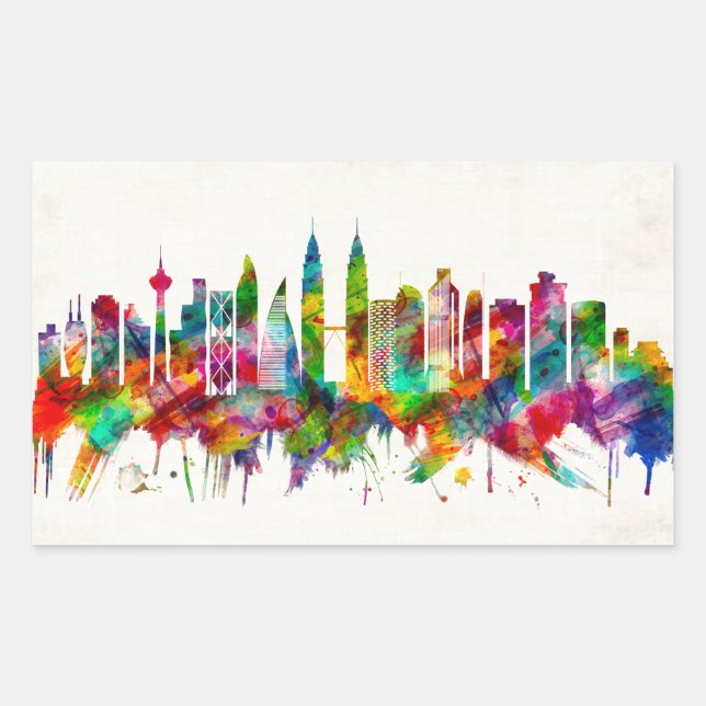 Kuala Lumpur Malaysia Skyline Rectangular Sticker (Front)