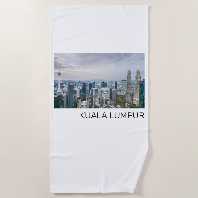 Kuala Lumpur Malaysia Skyline Vintage Souvenir Beach Towel (Front)