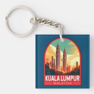 Kuala Lumpur Malaysia Travel Art Vintage Key Ring