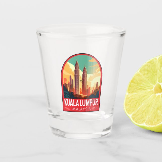 Kuala Lumpur Malaysia Travel Art Vintage Shot Glass (Front)