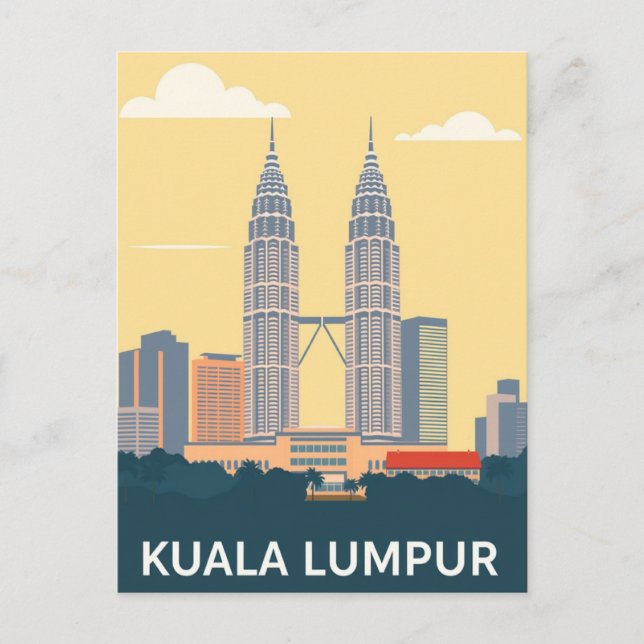 Kuala Lumpur Malaysia Vintage Petronas Towers Postcard (Front)