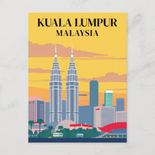 Kuala Lumpur Malaysia Vintage Towers Cityscape  Postcard